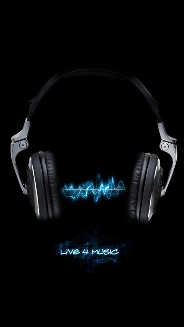 Headphones neon sound wave live free wallpaper - medium preview image
