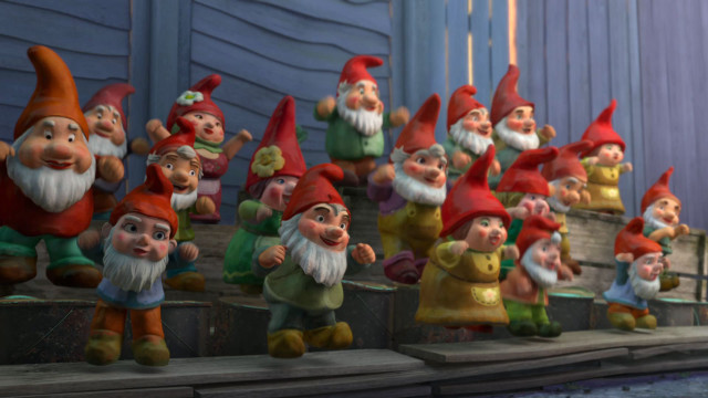 Gnomes standing ledged blue door free wallpaper - medium preview image