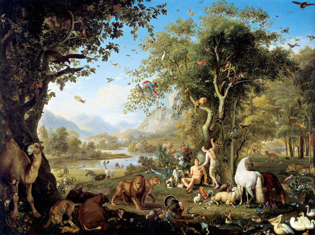 Forest animals people painting nature free wallpaper - medium preview image