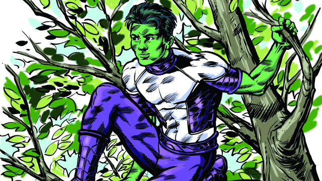 Purple suit man heroic branch free wallpaper - medium preview image