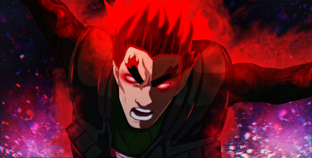 Demonic redhair blackoutfit redeyes celshading free wallpaper - medium preview image