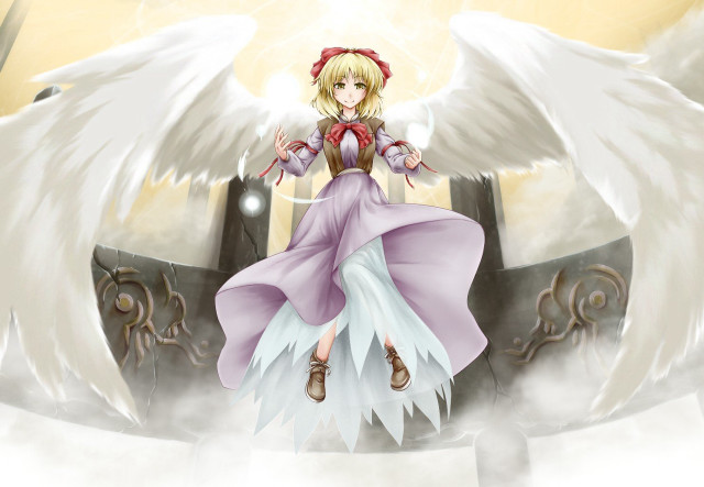Woman angel wings sitting ledge free wallpaper - medium preview image