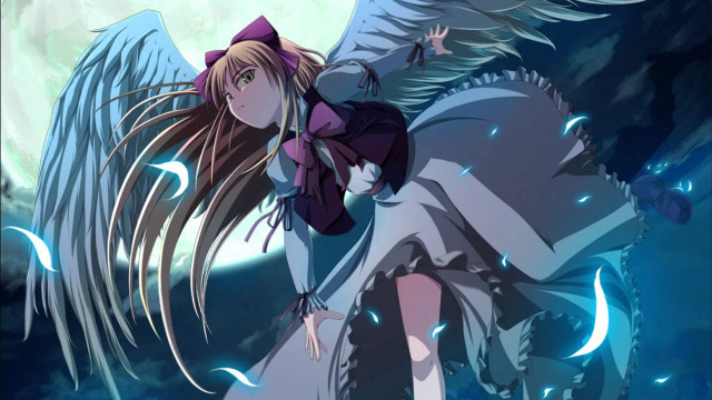 Girl hat wings full moon free wallpaper - medium preview image