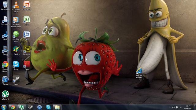 Computer cartoon character banana strawberry free wallpaper - medium preview image