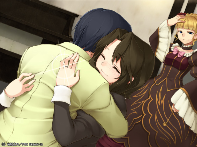 Couple hugging piano room woman free wallpaper for desktop - medium preview image
