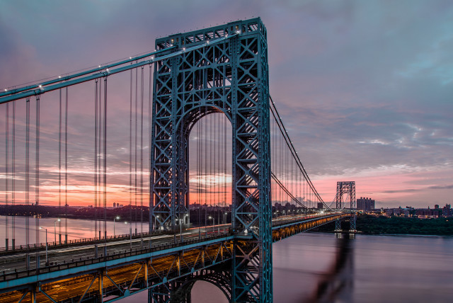 Bridge water sunset city distance free wallpaper - medium preview image