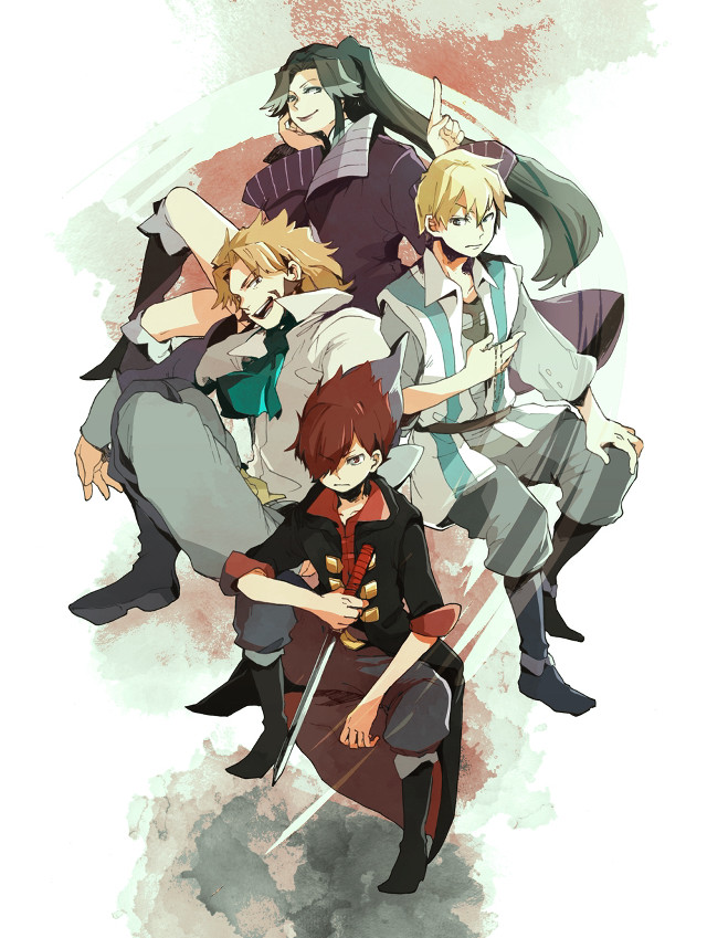 Anime characters group sitting white free wallpaper - medium preview image