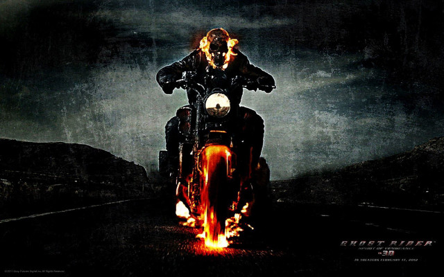 Man motorcycle dark road fire free wallpaper - medium preview image