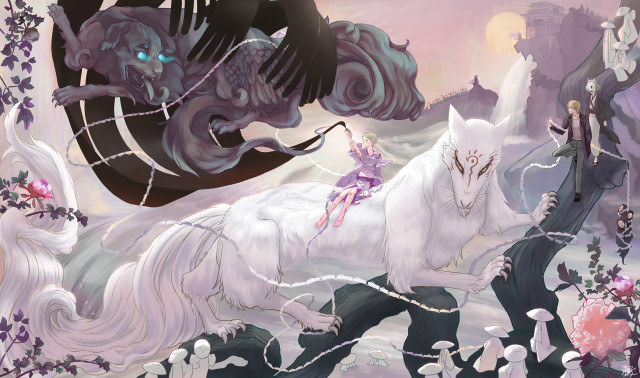 White horse fairy field flowers free wallpaper - medium preview image
