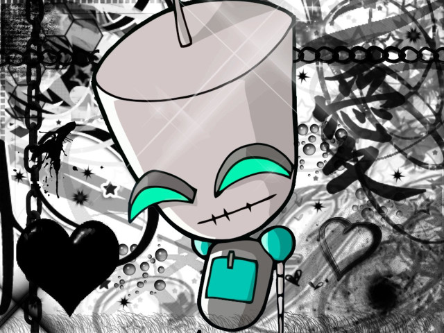 Cartoon robot heart graffiti pop free wallpaper - medium preview image
