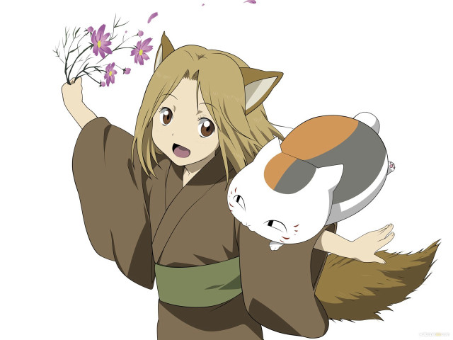 Woman holding cat flower shoulder free wallpaper - medium preview image