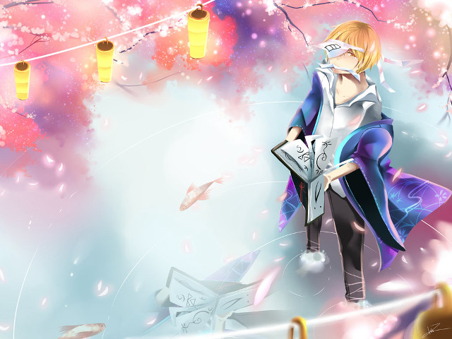 Woman blue coat rope book free wallpaper - medium preview image