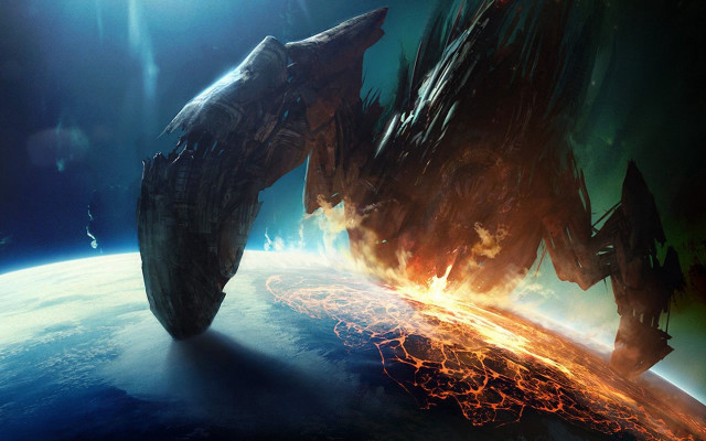 Sci fi space station planet free wallpaper - medium preview image