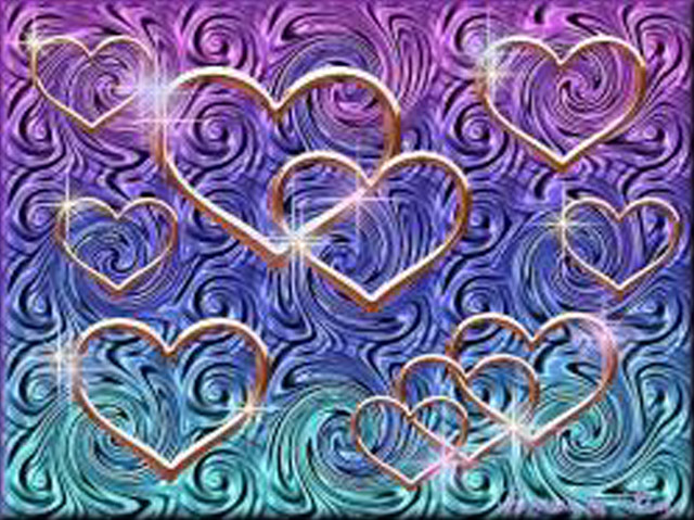 Hearts purple background blue swirls free wallpaper - medium preview image