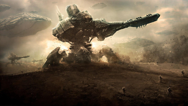 Giant robot field people alien free wallpaper - medium preview image