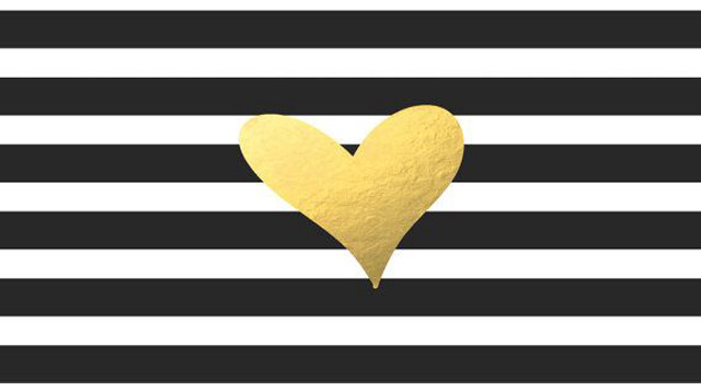 Heart black white striped gold free wallpaper - medium preview image