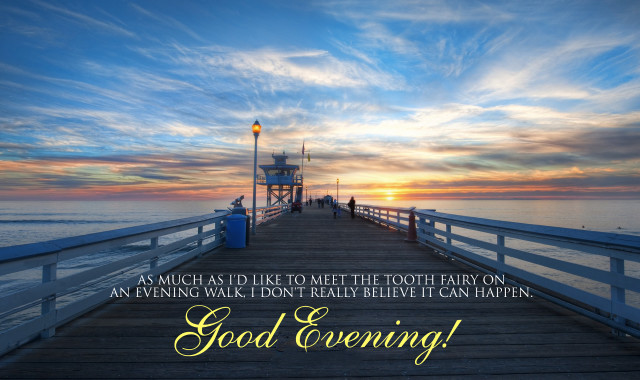 Pier lighthouse good evening quote free wallpaper - medium preview image
