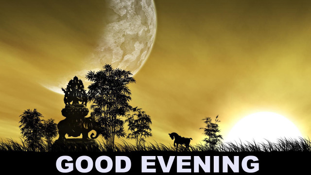 Sunset buddha statue full moon free wallpaper - medium preview image