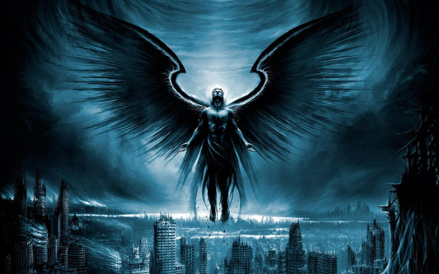 Man wings city skyline angel #2 free wallpaper - medium preview image