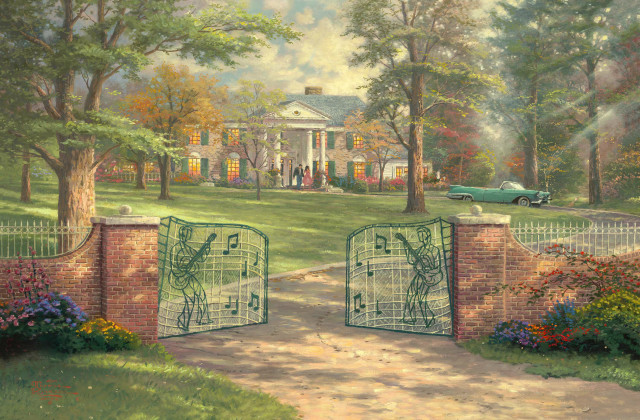 Gated driveway house car green free wallpaper - medium preview image