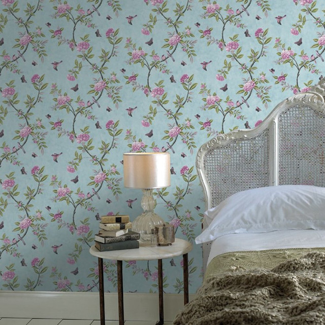 Bed white headboard nightstand lamp free wallpaper - medium preview image