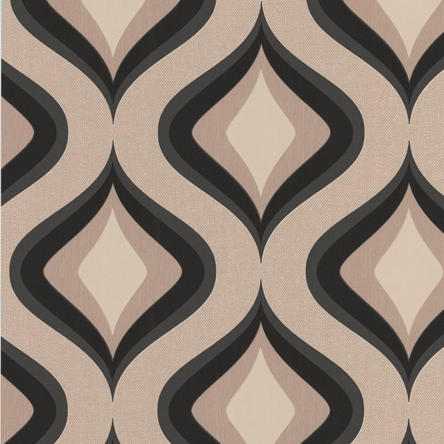 Beige black wallpaper wavy shapes free wallpaper - medium preview image