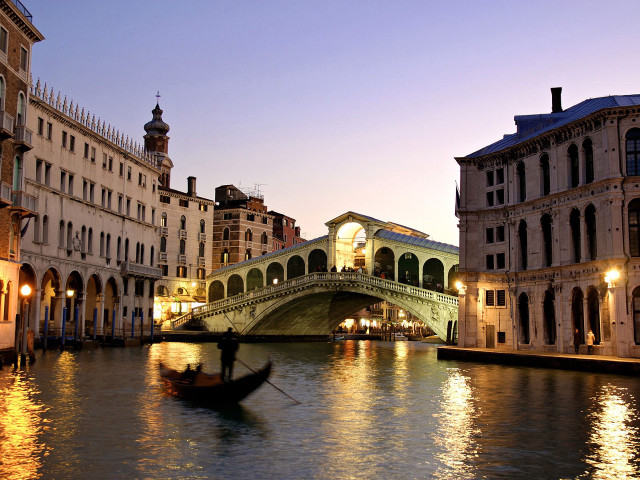 Boat under bridge canal nighttime free wallpaper - medium preview image