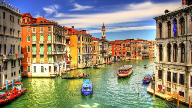River boats buildings clock tower free wallpaper - medium preview image