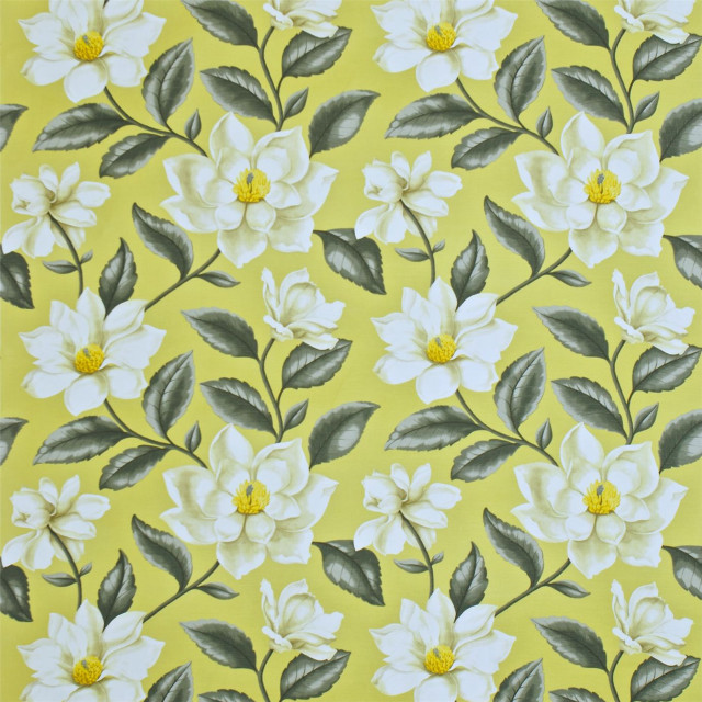 Yellow background white flowers green free wallpaper - medium preview image