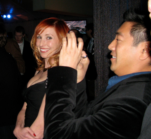 Woman black dress photographed man free wallpaper - medium preview image