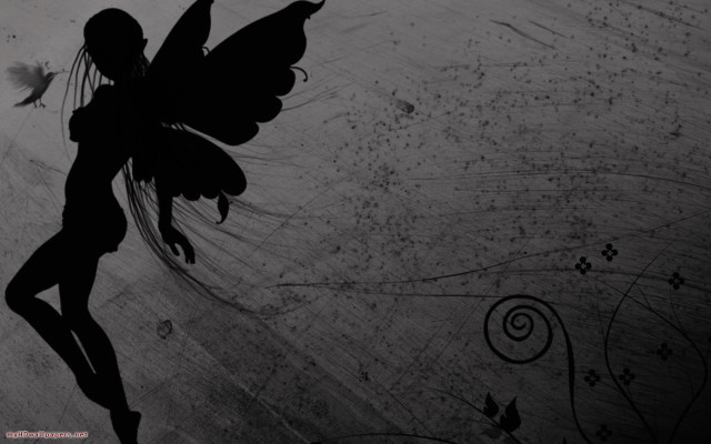 Fairy black white flying wings free wallpaper - medium preview image