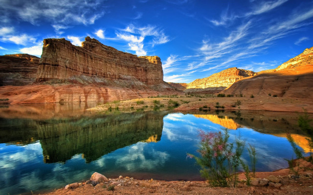 Lake mountains blue sky clouds #5 free wallpaper - medium preview image