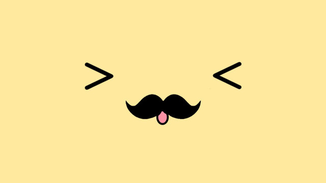 Mustache yellow background black face free wallpaper - medium preview image