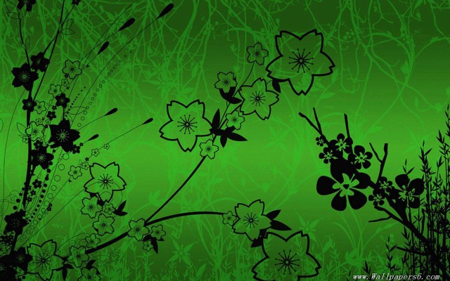 Green background black flowers grass free wallpaper - medium preview image