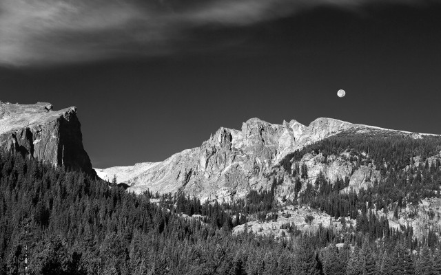 Mountain range full moon trees free wallpaper - medium preview image