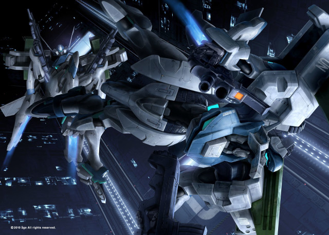 Futuristic robot flying city night #2 free wallpaper - medium preview image
