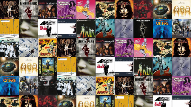 Collage people music instruments colors free wallpaper - medium preview image