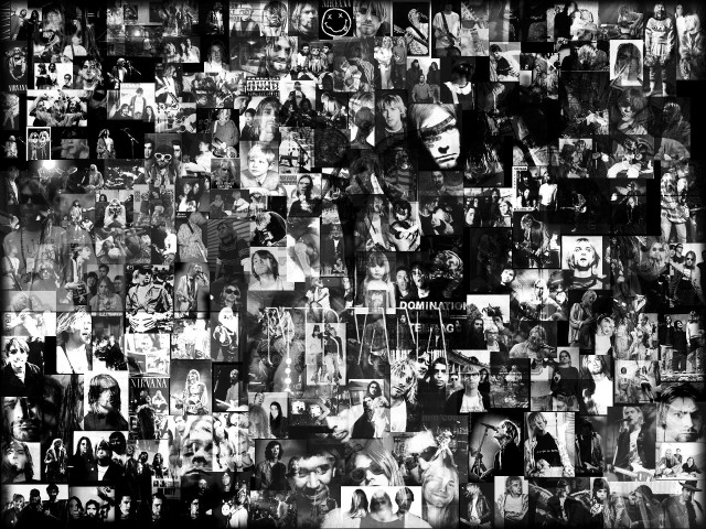 Black white collage people faces free wallpaper - medium preview image