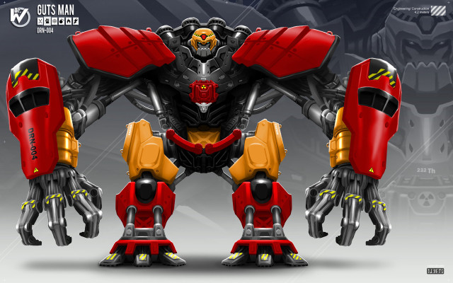 Robot red yellow body arms free wallpaper - medium preview image