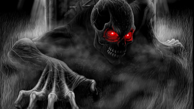 Creepy demon red eyes forest free wallpaper - medium preview image