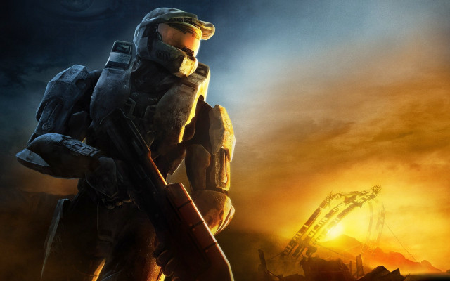 Man halo suit gun fire free wallpaper - medium preview image