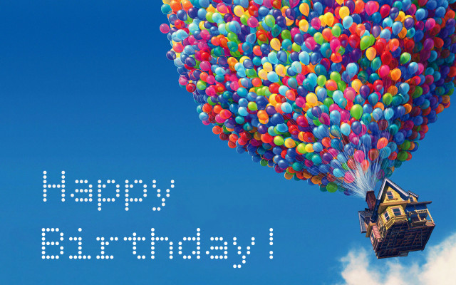 Floating house balloons happy birthday free wallpaper - medium preview image
