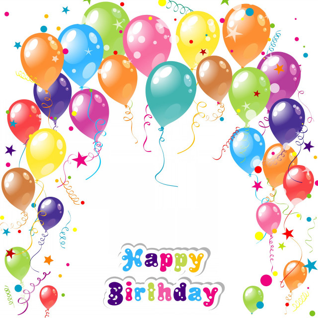 Birthday card balloons confetti celebration free wallpaper - medium preview image