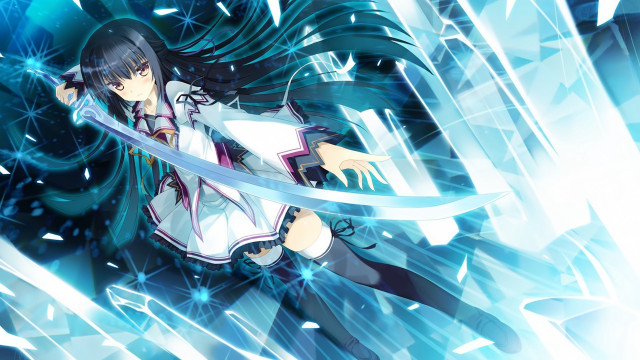 Anime character sword blue background #4 free wallpaper - medium preview image