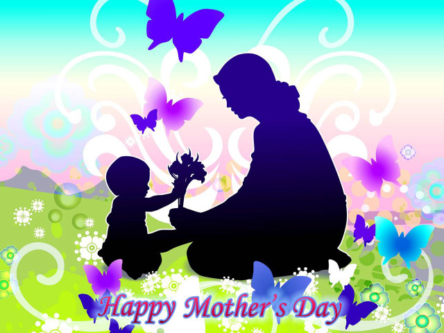 Woman child field butterflies sitting free wallpaper - medium preview image