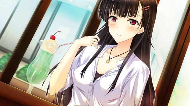 Girl white shirt long hair #2 free wallpaper - medium preview image