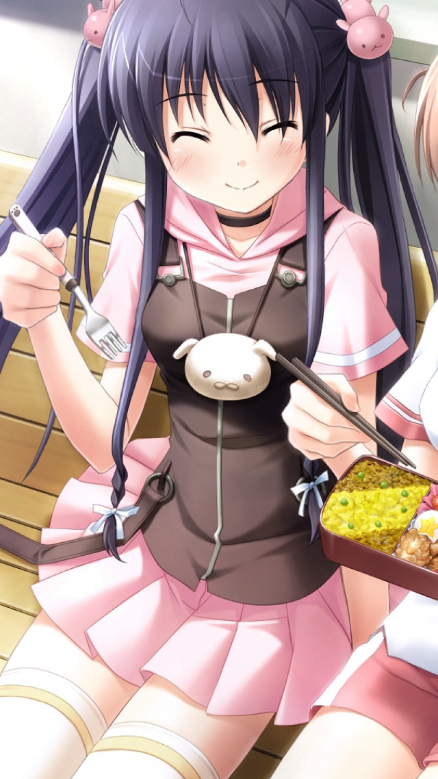Girl pink dress holding tray free wallpaper - medium preview image