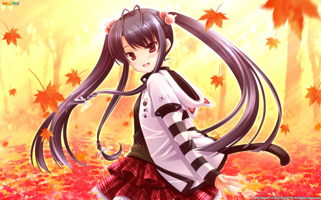 Girl leaves autumn fire flame free wallpaper - medium preview image
