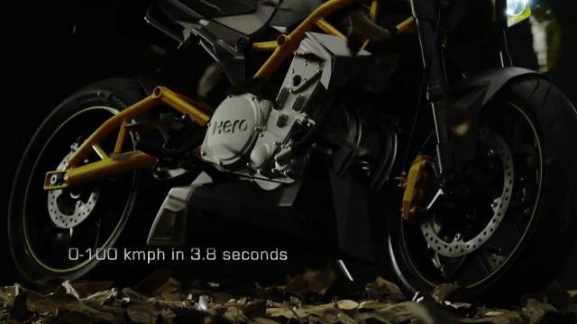 Motorcycle parked leaves dark caption free wallpaper - medium preview image