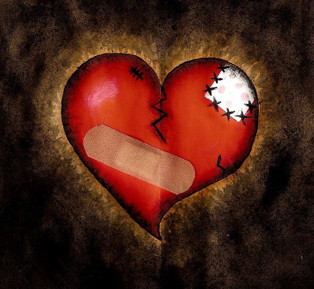Broken heart plaster patch paper free wallpaper - medium preview image
